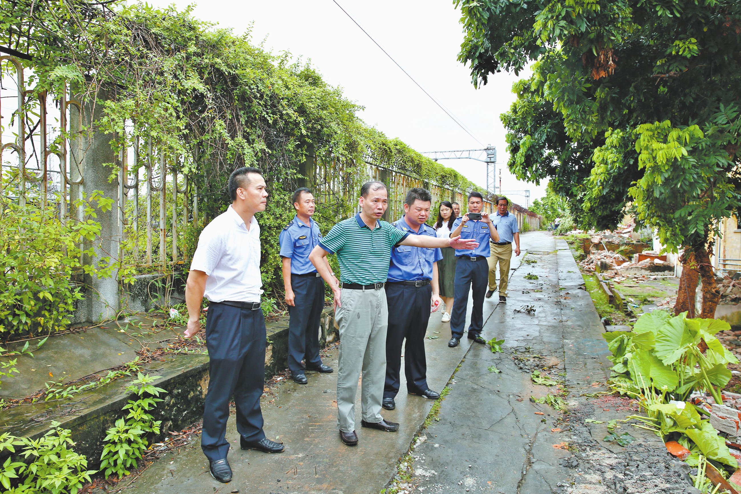 黄锦发镇长等督导广深铁路沿线茶山段黄锦发镇长等督导广深铁路沿线