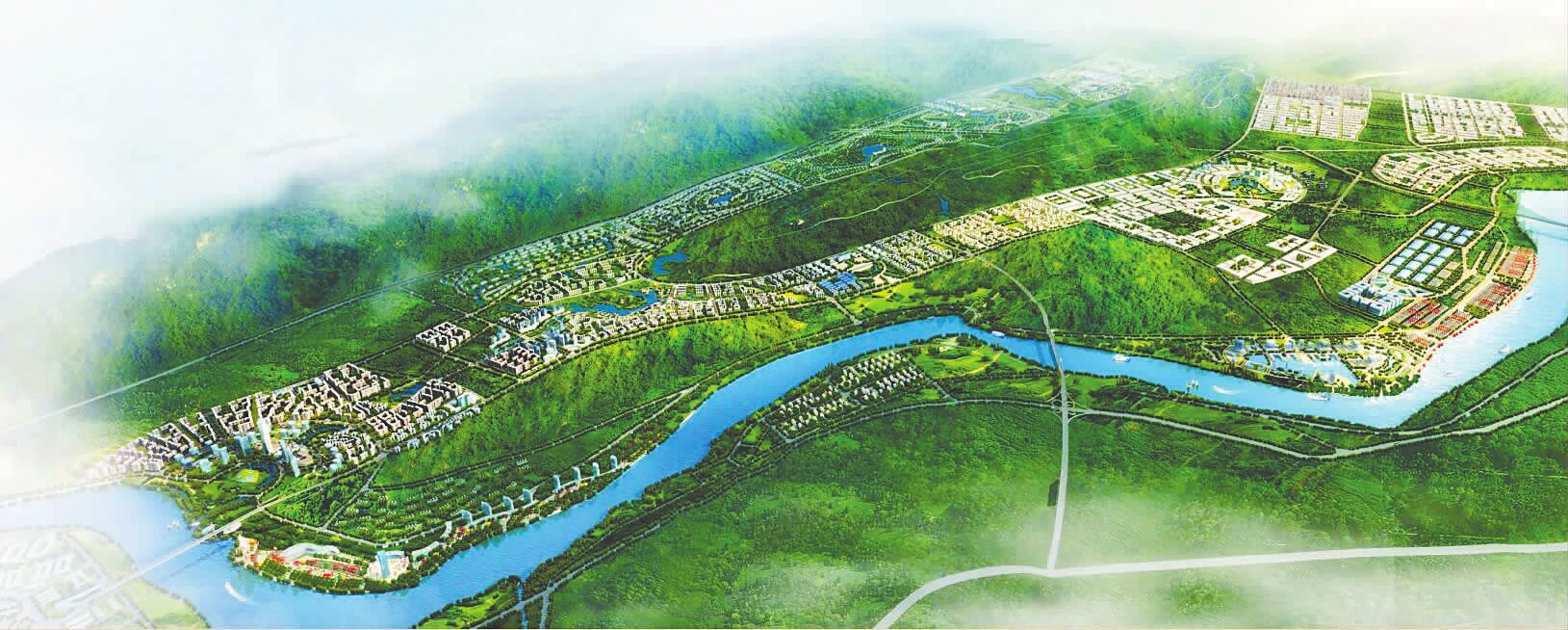 (注:此图为宜宾临港早期效果图之一,非实际地形地貌和城市规划图