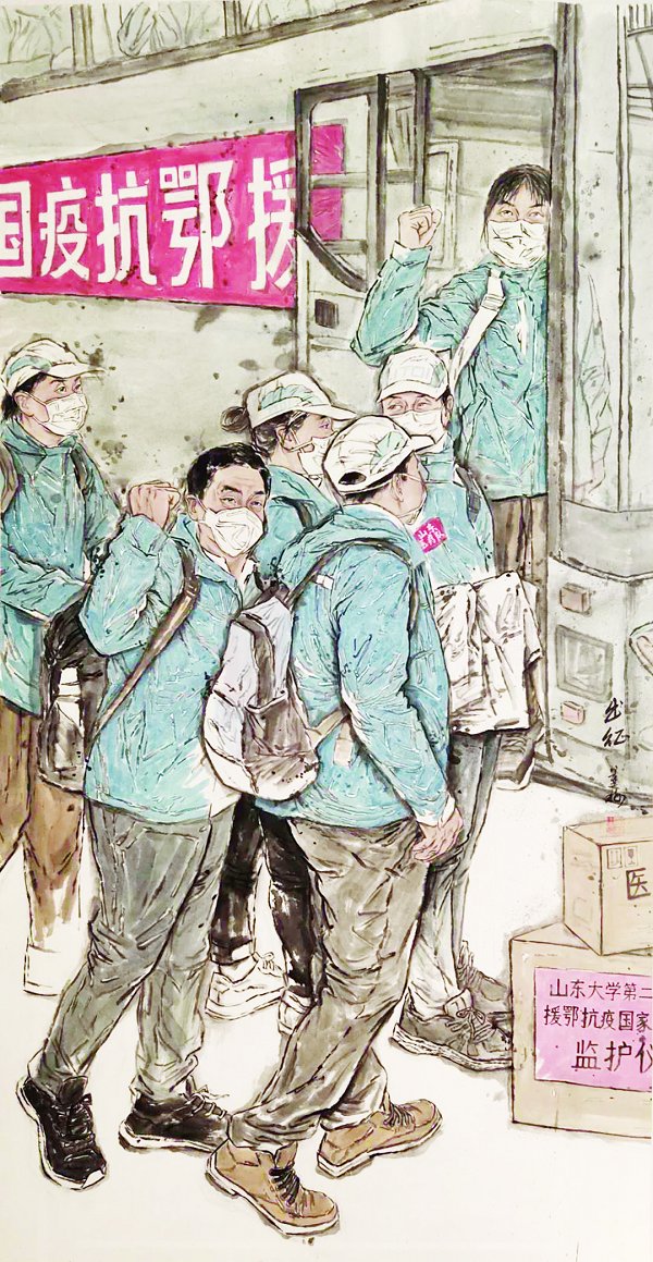 出征作者：董梅尺寸:90cm×180cm