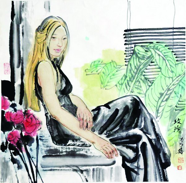 玫瑰 作者：邵力华 尺寸：68cm×68cm