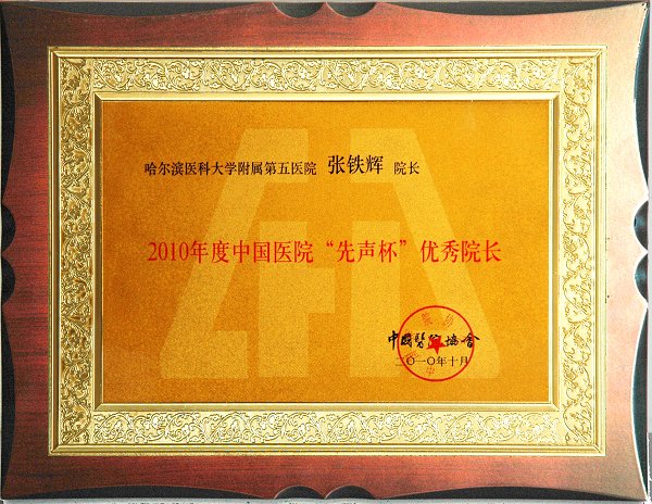 张铁辉获中国医院优秀院长称号