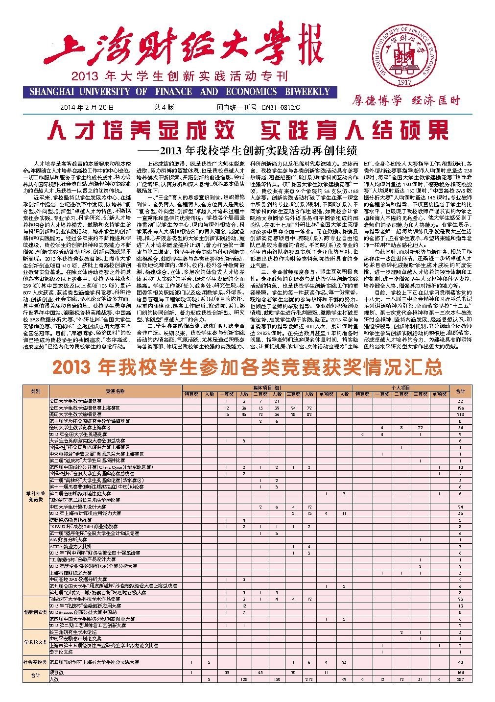 大学生创新实践活动专